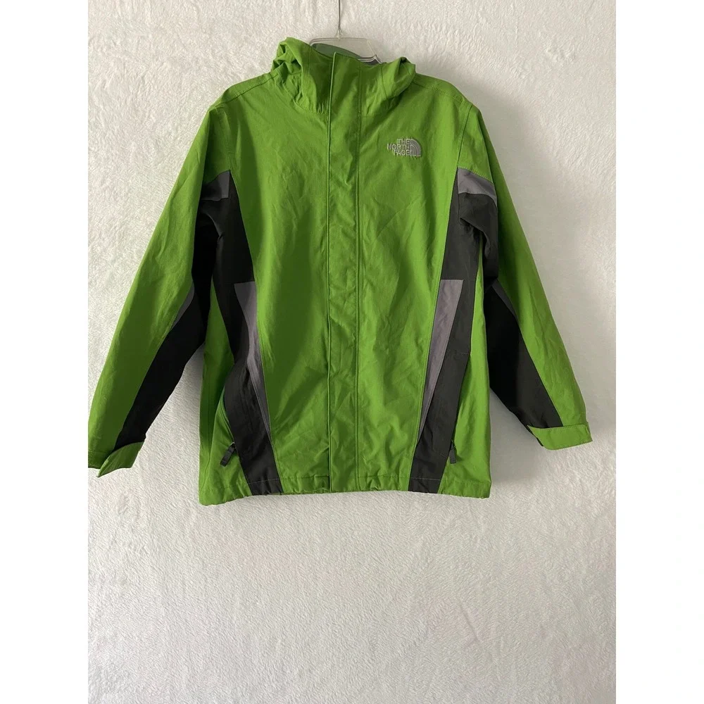 The North Face Hyvent Hooded Windbreaker Jacket Green Black Boys XL Sz 16